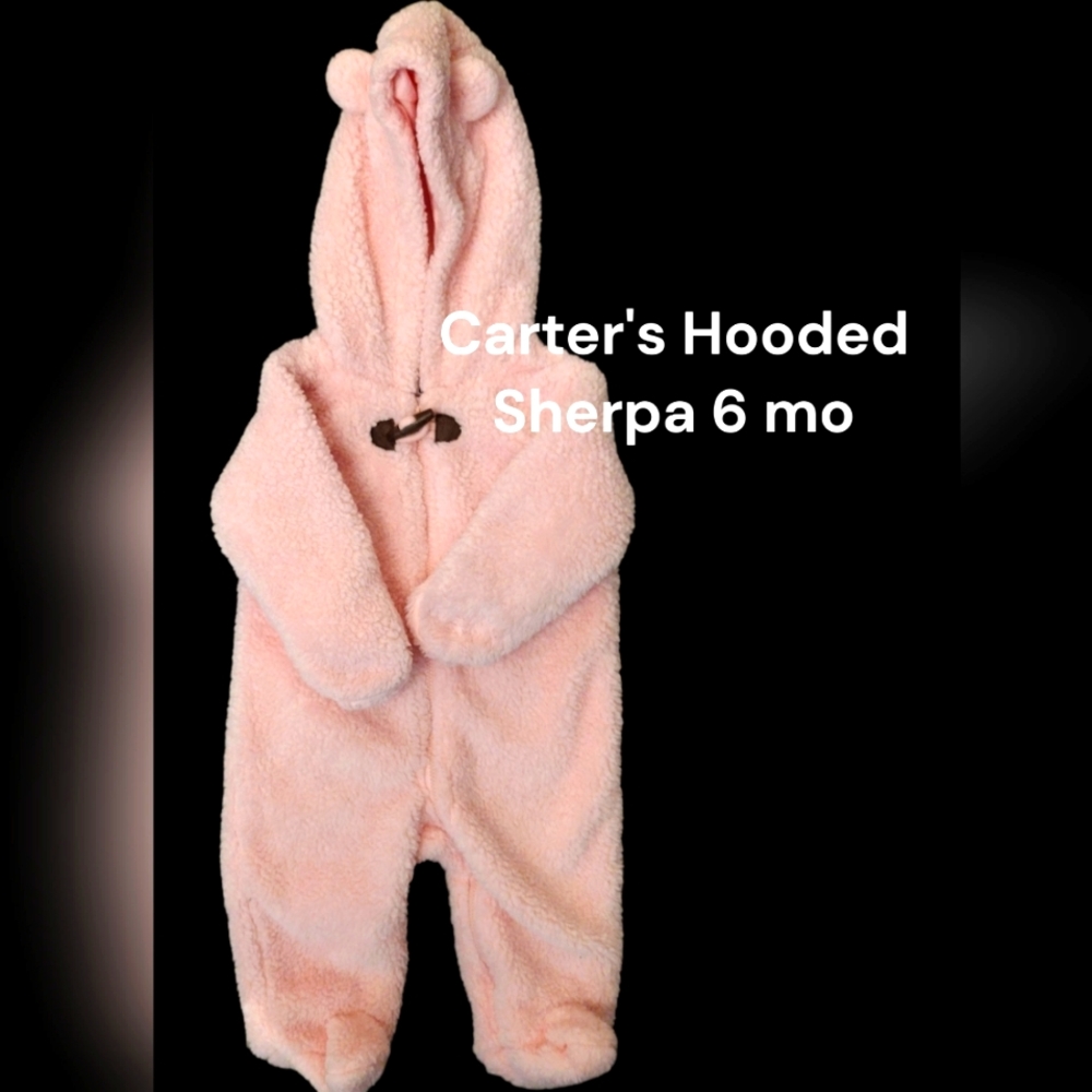 CARTERS BABYGIRL 6 MO OLD HOODED SHERPA IN PRAM PINK COLOR .. ADORABLE!